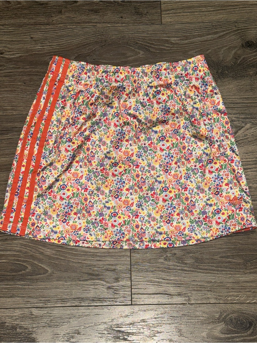 adidas x Liberty London girls 13/14 Multicolor Floral Skirt with Orange Stripes